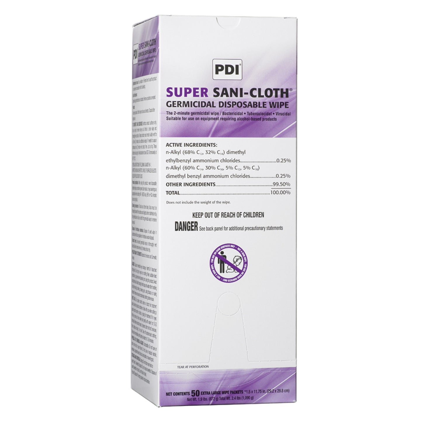 A22480 - PDI Super Sani-Cloth® Germicidal Disposable Wipe, 8.2" x 9.8", 80/pk, 9pk/cs