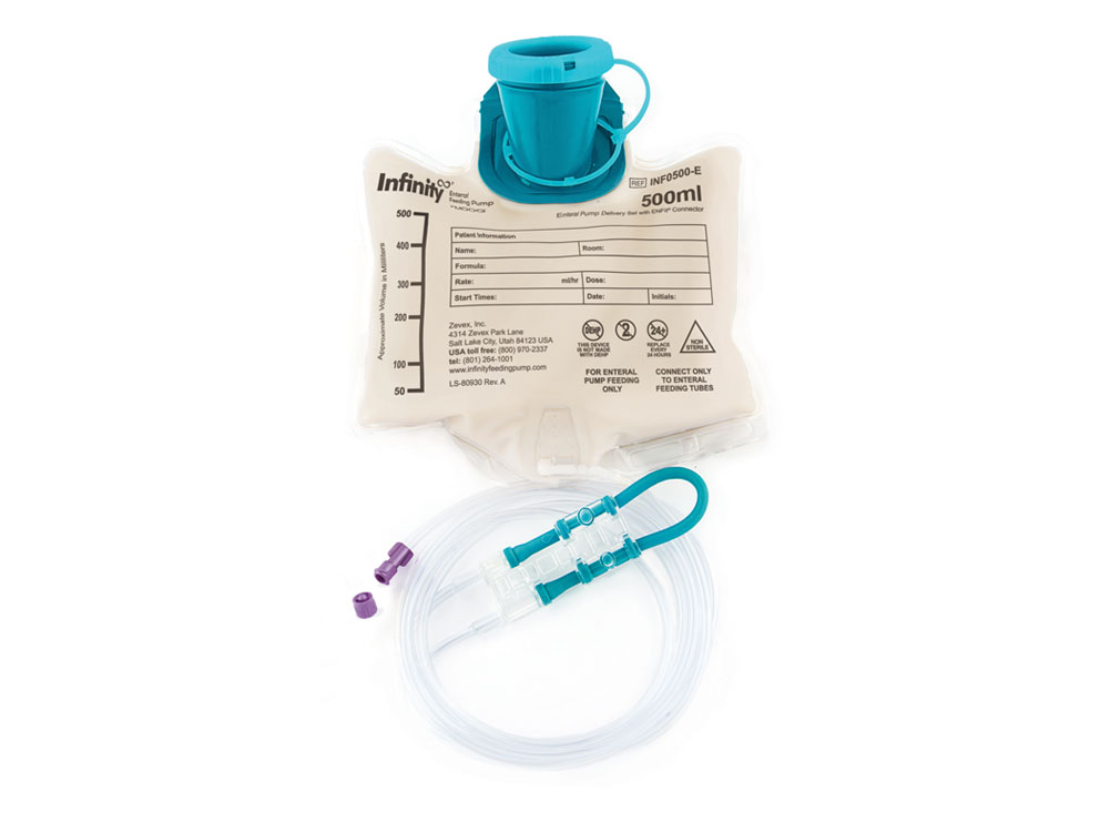 INF0500-E - MOOG® EnteraLite® Infinity® Enteral Pump Delivery Set with ENFit® Connector, 500ml, 30/cs