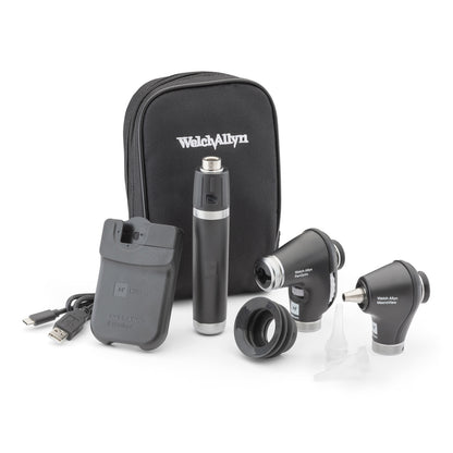 71-PM3LXES-US - Welch Allyn® 3.5V Diagnostic Set with PanOptic™ Plus LED Ophthalmoscope, MacroView™ Plus LED Otoscope for iExaminer™ - Premium Lithium Ion Plus USB Rechargeable Power Handle with Soft Case