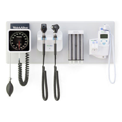 777-SM2WAS - Welch Allyn® Green Series™ 777 Integrated Wall System with Coaxial LED Ophthalmoscope, MacroView™ Basic LED Otoscope, BP Aneroid, Ear Specula Dispenser, and SureTemp™ Plus Thermometer