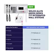 777-PM2WAS-US - Welch Allyn® Green Series™ 777 Integrated Wall System with Panoptic™ Basic LED Ophthalmoscope & MacroView™ Basic LED Otoscope, BP Aneroid, Ear Specula Dispenser, and SureTemp™ Plus Thermometer