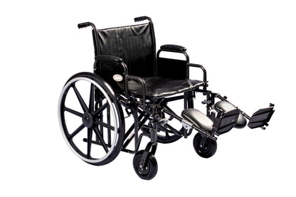 WC72418DS - Compass Health Wheelchair - K7, Chrome, Dual Axle, Hemi 24" x 18", Detachable Desk Arm, Swing Away Foot Rest