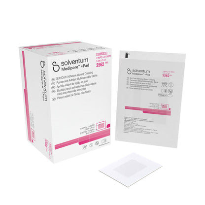 3562 - Solventum Medipore™ +Pad Soft Cloth Adhesive Wound Dressing - 2" x 2 3/4", Pad Size 1" x 1 1/1", 50/bx, 4 bx/cs
