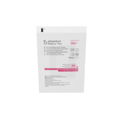 3562 - Solventum Medipore™ +Pad Soft Cloth Adhesive Wound Dressing - 2" x 2 3/4", Pad Size 1" x 1 1/1", 50/bx, 4 bx/cs