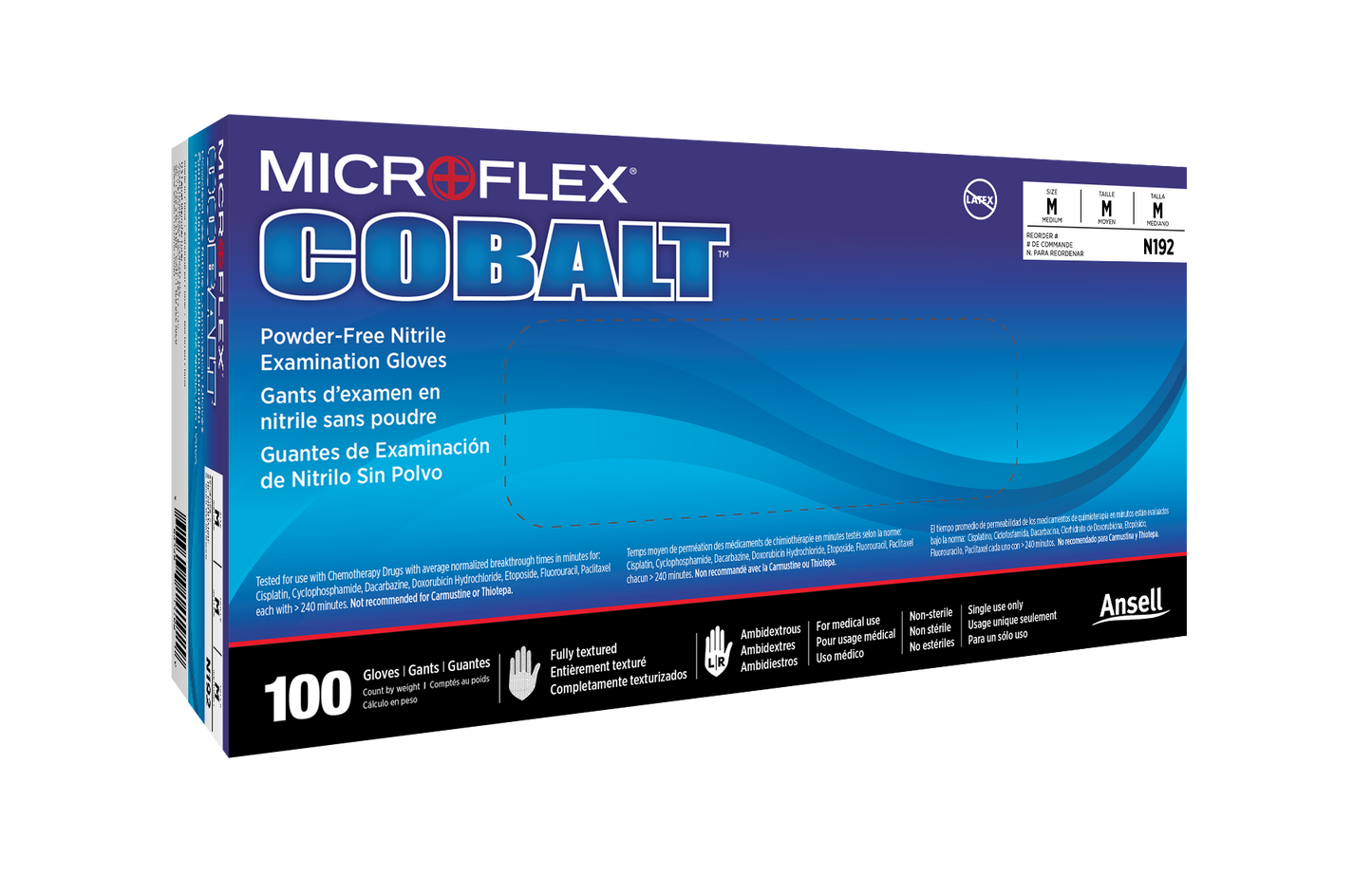 162886 - Ansell MICROFLEX® Cobalt® N19 - X-Small (5.5-6.0), 100/bx, 10 bx/cs