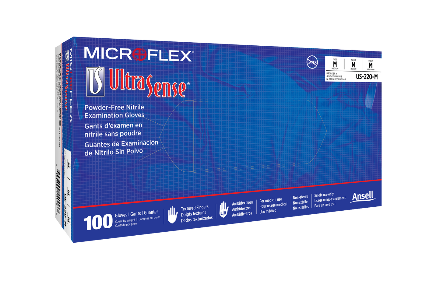 163251 - Ansell MICROFLEX® UltraSense® US-220 - X-Small (5.5-6.0), 100/bx, 10 bx/cs