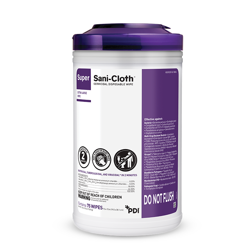 P86984 - PDI Super Sani-Cloth® Germicidal Disposable Wipe, X-Large, 7 1/2" x 15", 75/Cannister, 6 can/cs