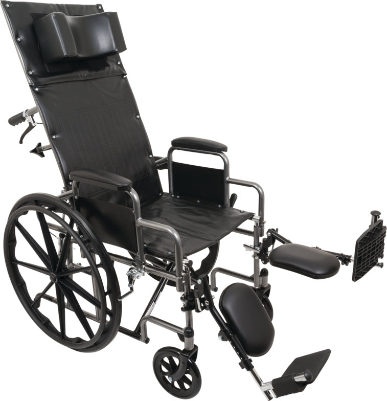 WCR1816E - Compass Health Wheelchair - Reclining, Standard, 18" x 17", Detachable Desk Arms, Elevating Leg Rest