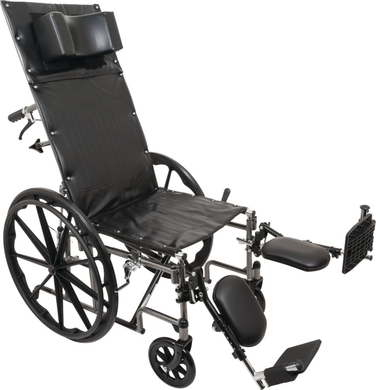 WCR1816E - Compass Health Wheelchair - Reclining, Standard, 18" x 17", Detachable Desk Arms, Elevating Leg Rest