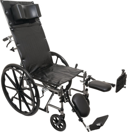 WCR1816E - Compass Health Wheelchair - Reclining, Standard, 18" x 17", Detachable Desk Arms, Elevating Leg Rest