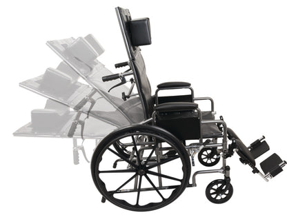 WCR1816E - Compass Health Wheelchair - Reclining, Standard, 18" x 17", Detachable Desk Arms, Elevating Leg Rest